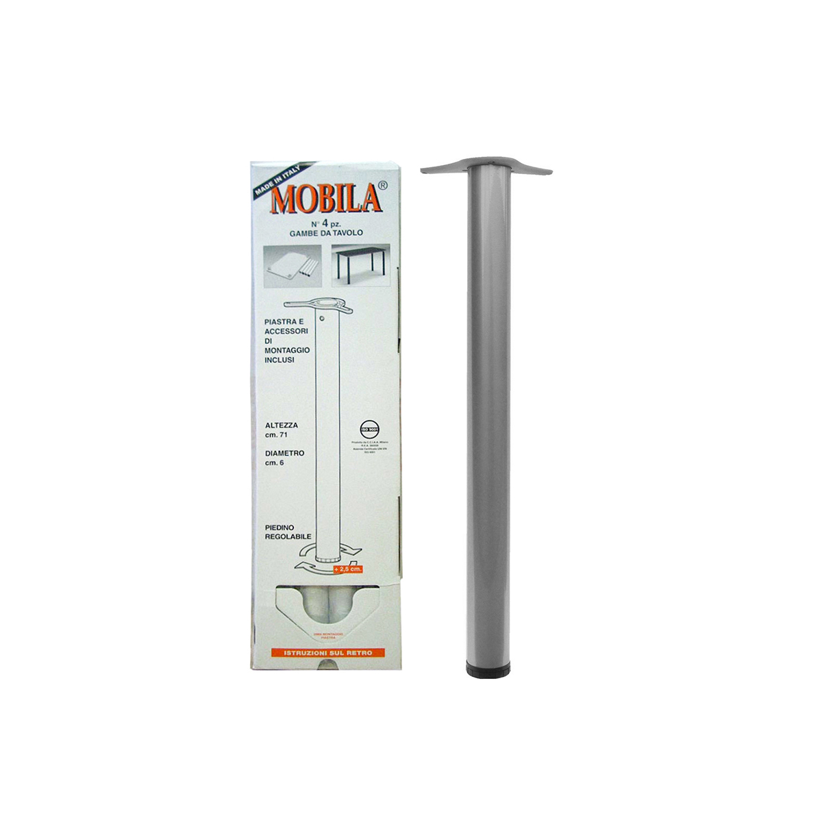 Kit gambe tavolo 4 pz. Ã˜ 60 - H.710 mm. grigio