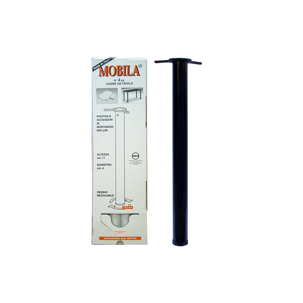 Kit gambe tavolo 4 pz. Ã˜ 60 - H.710 mm. nero