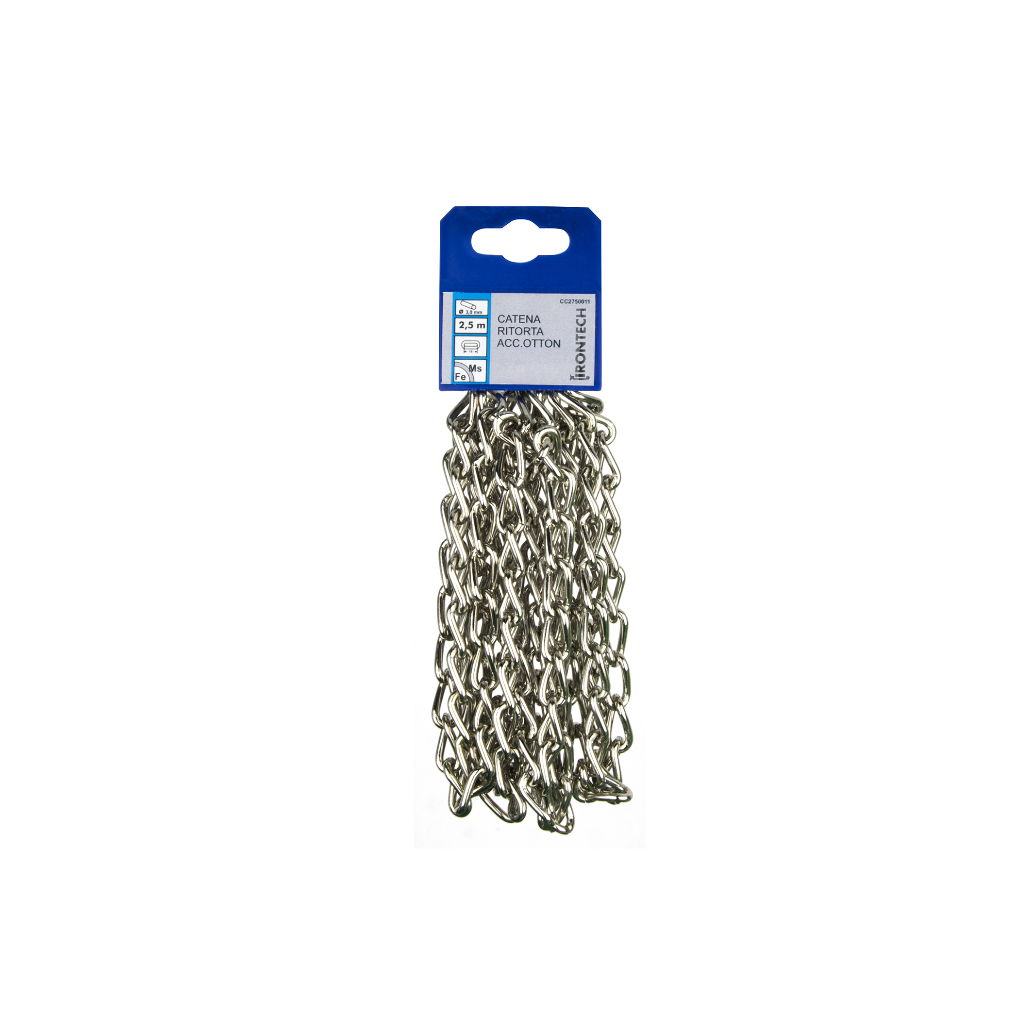 Catena ritorta pretagliata Ã˜ 3 mm. in acciaio ottonato 2,5 mt.