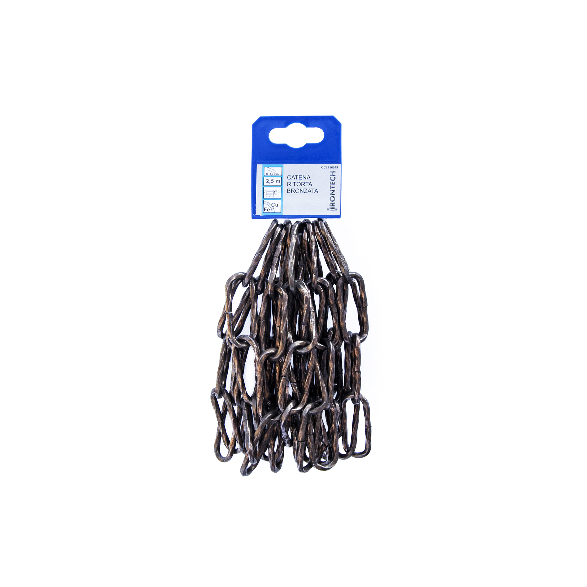 Catena ritorta pretagliata Ã˜ 4 mm. in acciaio bronzato 2,5 mt.