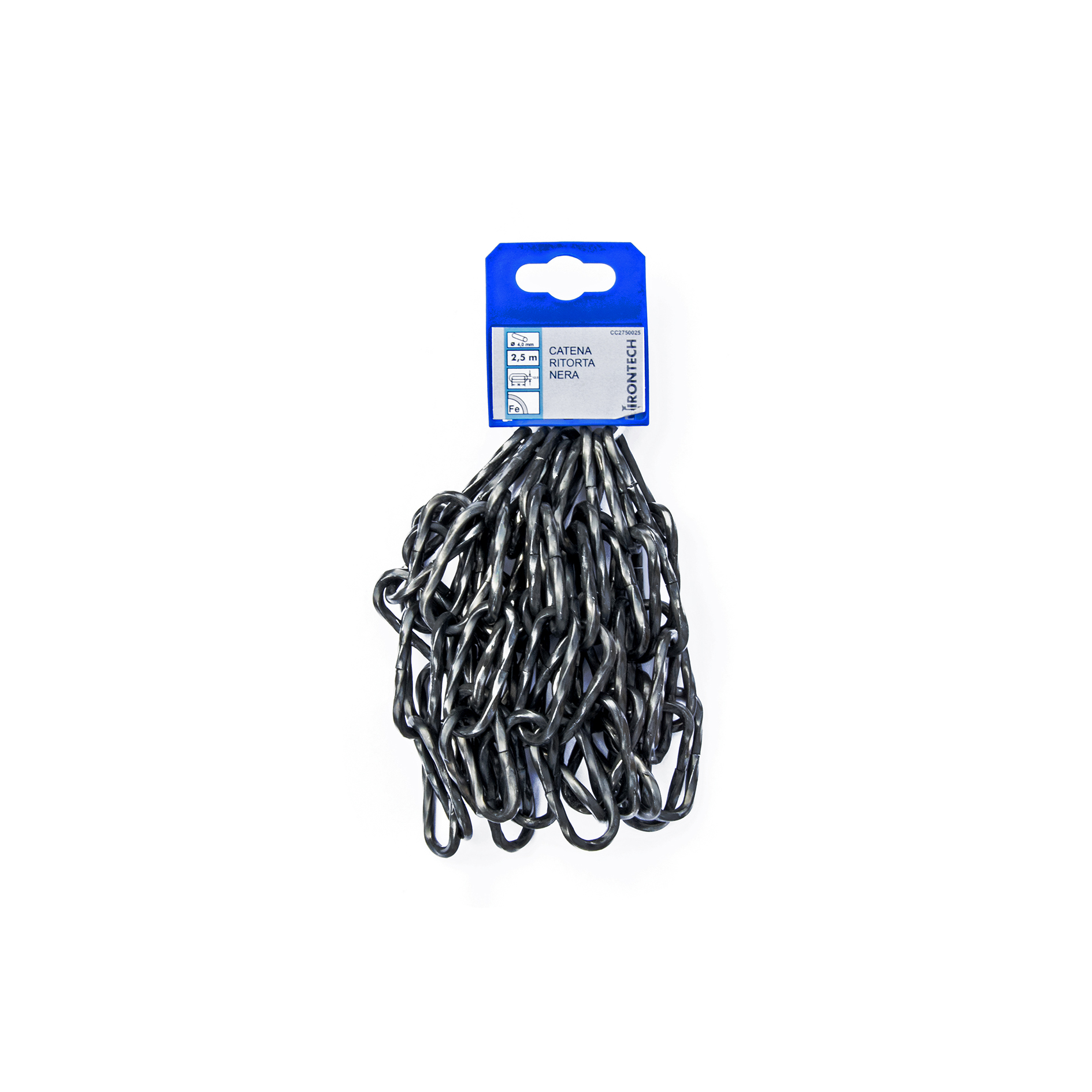 Catena ritorta pretagliata Ã˜ 4 mm. in acciaio nero 2,5 mt.