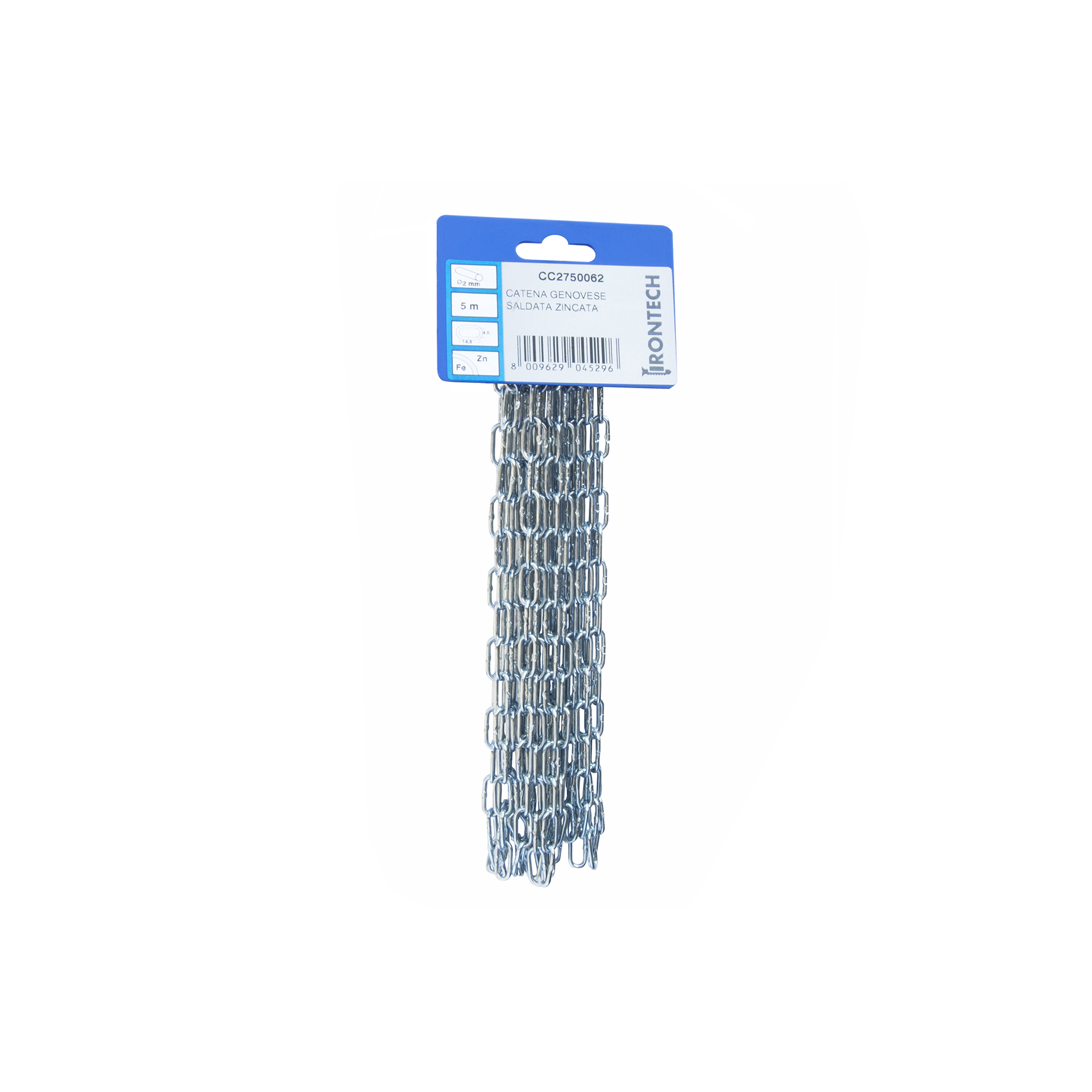 Catena genovese pretagliata Ã˜ 2 mm. in acciaio zincato 5 mt.