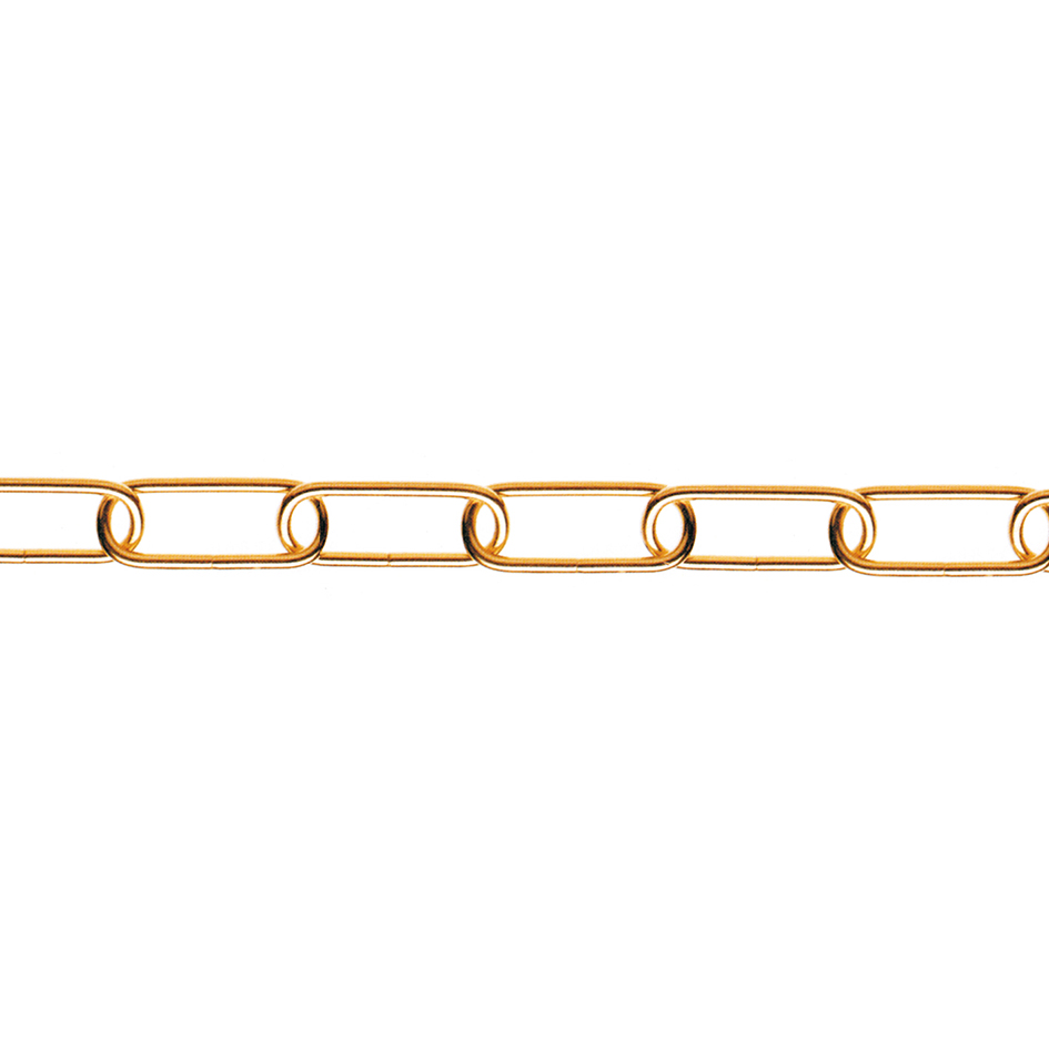 Catena ornamentale maglia lunga Ã˜ 2,8 mm. in acciaio ottonato 15 mt.