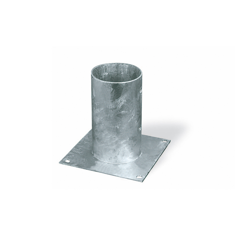 Ancoraggio d'appoggio per pali tondi Ã˜ 80 x 150 x 150 mm.