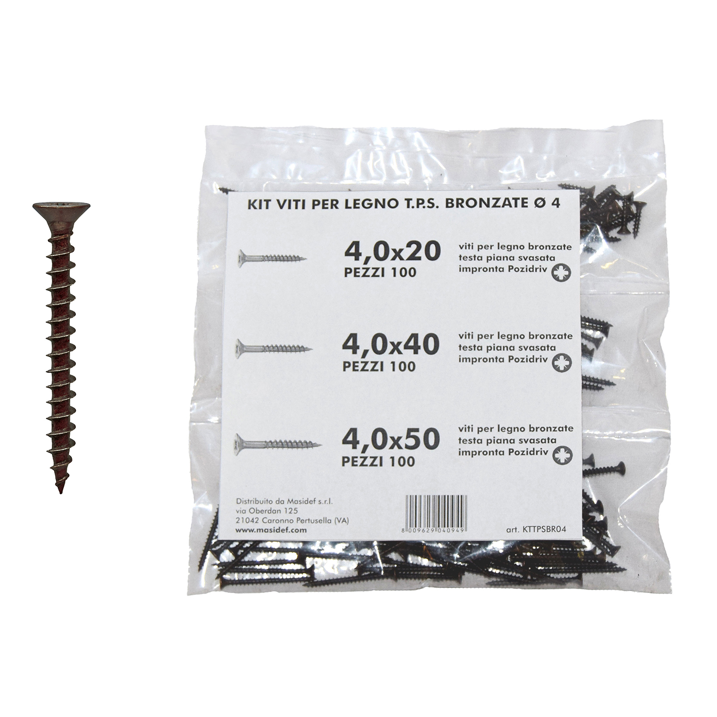 Kit viti TPS bronzate Ã˜ 4 mm. 300 pezzi