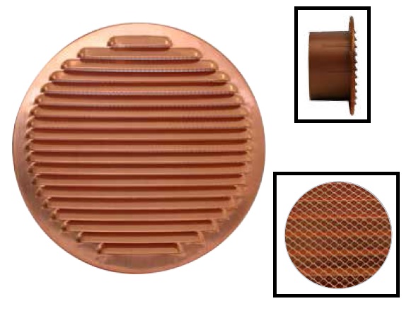 GRIGLIA DI AERAZIONE RAME DIAM.CM.12 BOCCA IN PLASTICA