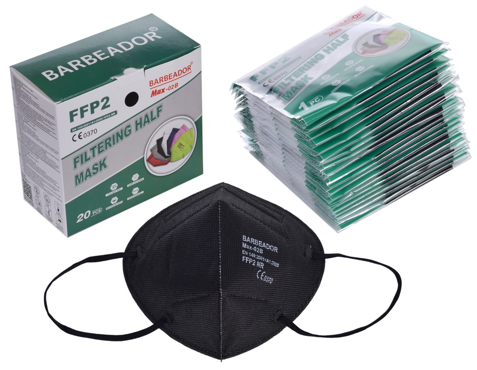 MASCHERINA FFP2 NERA S/VALVOLA MADE IN ITALY confezione da PEZZI 20