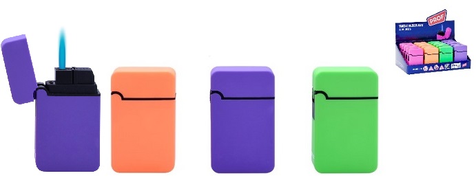 ACCENDINO ANTIVENTO FIAMMA BLU COLORI ASSORTITI RICARICABILE confezione da PEZZI 20