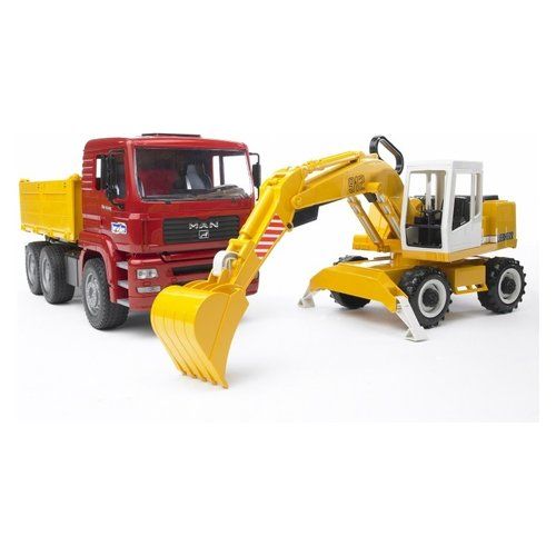Camion Man TGA con Escavatore LIEBHERR 1:16 Bruder 02751