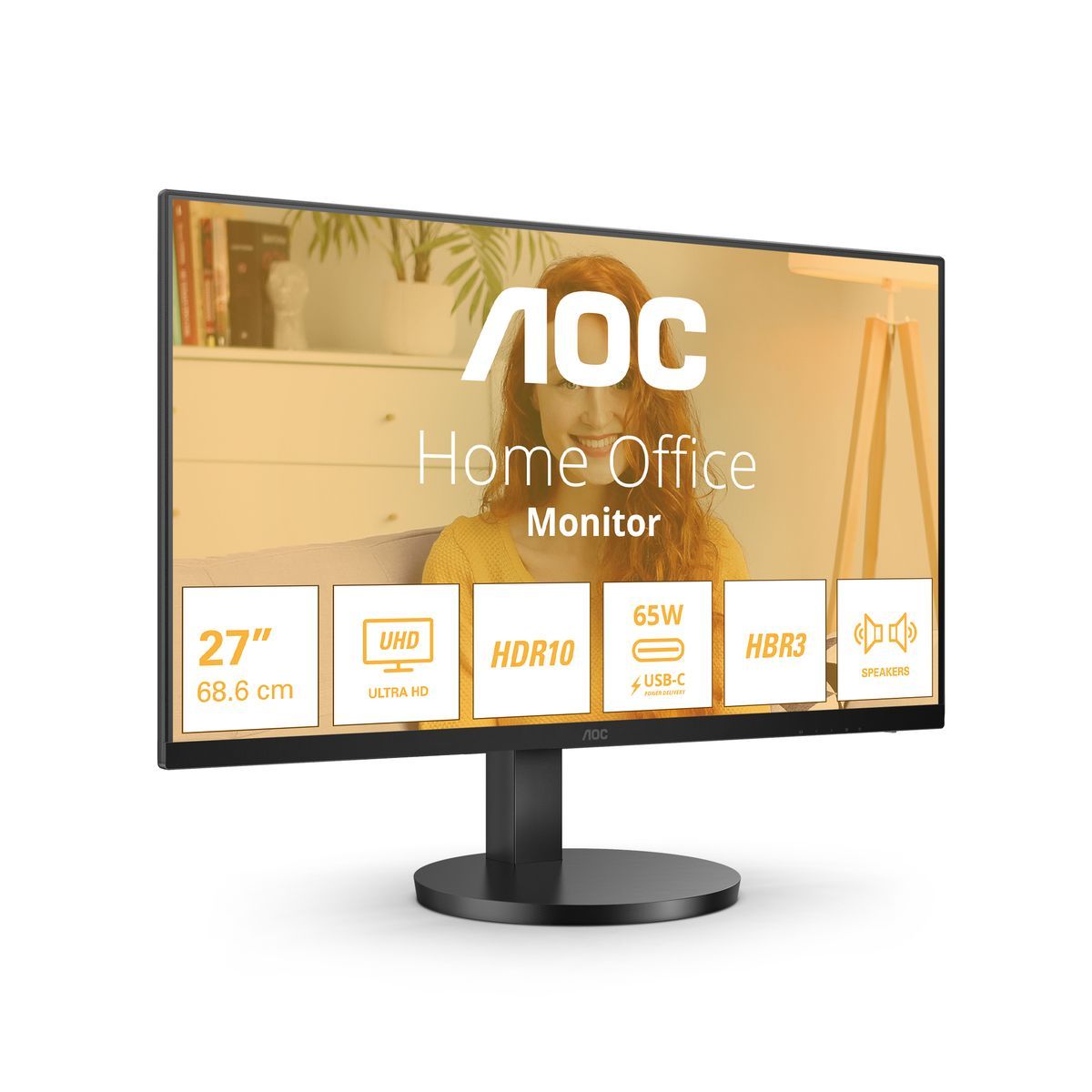 AOC MONITOR 27 LED IPS 4K UHD 16:9 4MS 350 CDM, REG ALTEZZA, USB-C DOCK, HDMI, MULTIMEDIALE - immagine prodotto