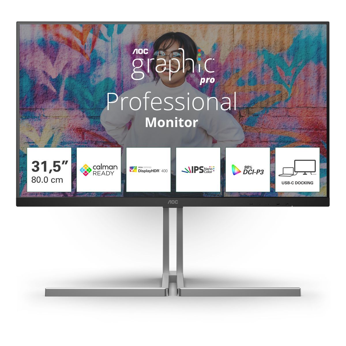 AOC MONITOR 31,5  IPS 16:9 4MS 400 CDM, USB-C, PIVOT, DP/2HDMI