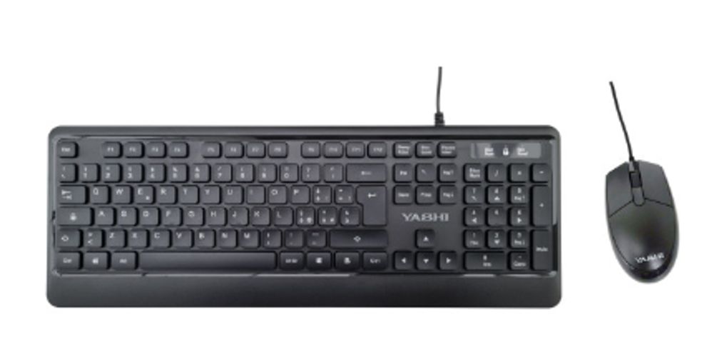 YASHI TASTIERA E MOUSE USB KIT, SOFT, NERO, ITA
