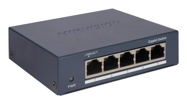 HIKVISION SWITCH 5 PORT GIGABIT UNMANAGED SWITCH 5  GIGABIT RJ45 PORTS, DESKTOP STEEL CASE UNMANAGED