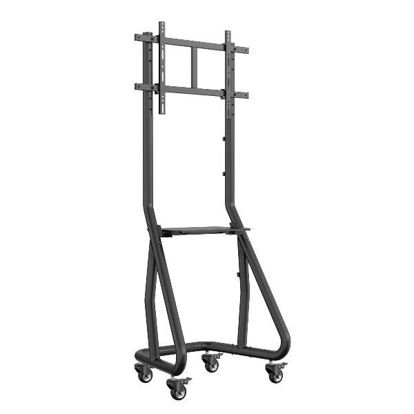 Equip 650608 Carrello Porta TV Heavy-Duty da 37'' a 80'' Portata Max 80 Kg VESA 600x400 Altezza Regolabile con Scaffale AV Gestione Cavi Sistema Antifurto colore Nero