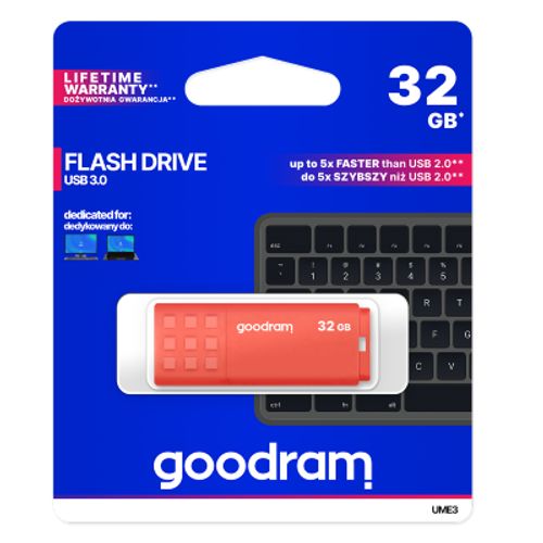 12216181 Pendrive GoodRAM 128GB UME3 orange USB 3.0 - retail blister