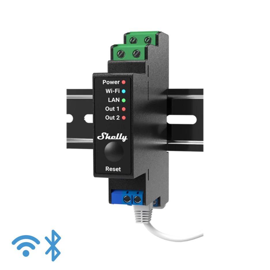 12216181 Shelly Pro 2PM - IP Smart Relay DIN 2ch. LAN/WiFi/BT + PM
