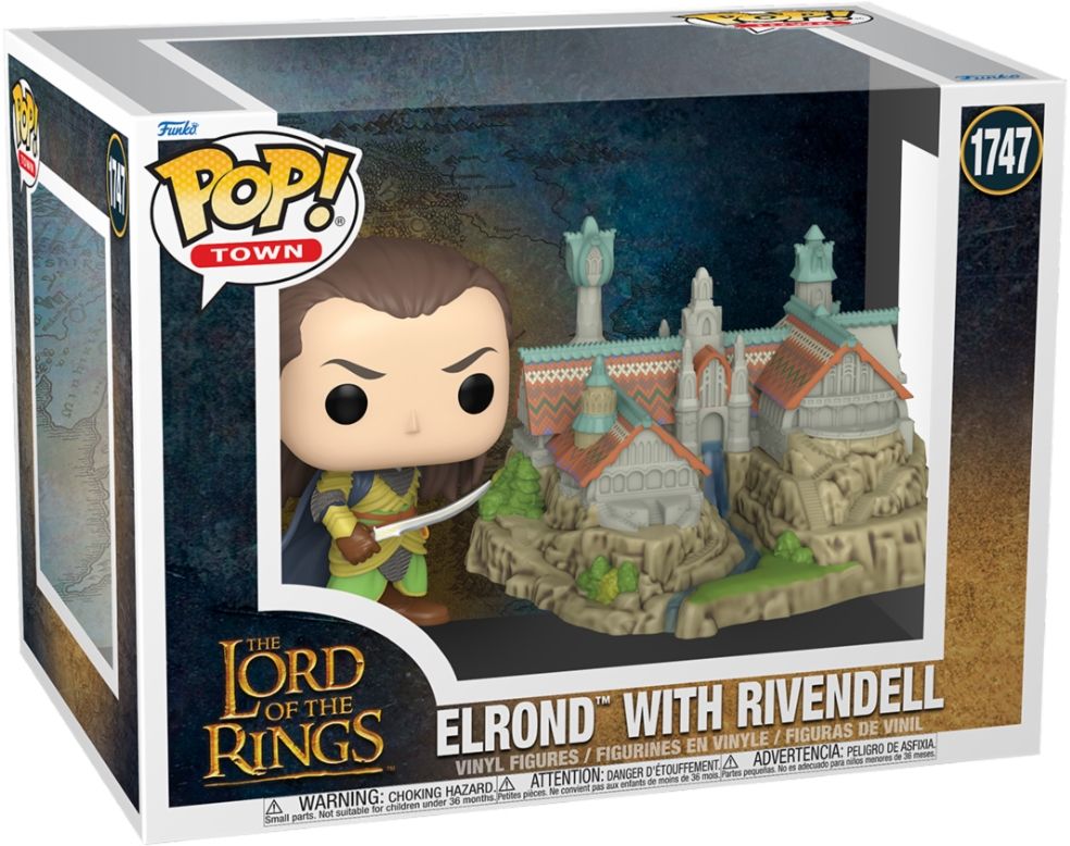 Merchandising Lord Of The Rings The:  Pop Town - Elrond con Rivendell Vinyl Figure 1747 NUOVO SIGILLATO EDIZIONE DEL SUBITO DISPONIBILE