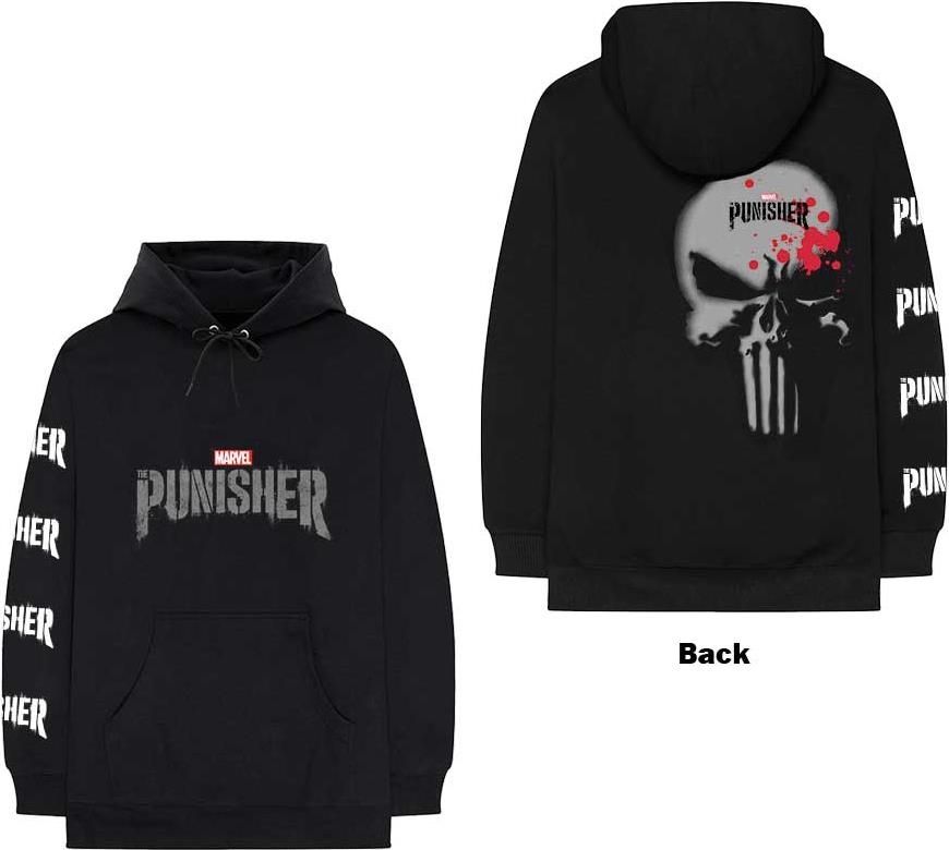 Abbigliamento Marvel: Punisher Stamp Back & Sleeve Print Felpa Tg. M NUOVO SIGILLATO EDIZIONE DEL SUBITO DISPONIBILE unisex con cappuccio