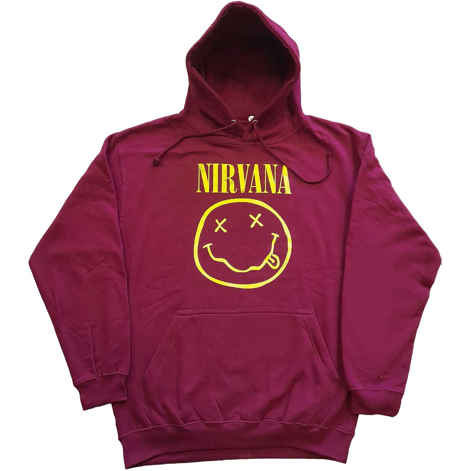 Abbigliamento Nirvana - Pullover Hoodie: Happy Face Small NUOVO SIGILLATO EDIZIONE DEL SUBITO DISPONIBILE unisex giallo