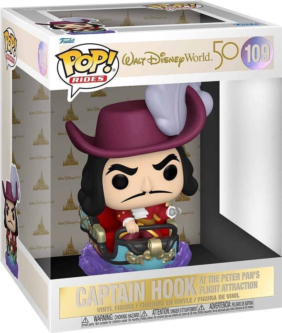 Merchandising Disney:  Pop Rides - Walt Disney World 50Th - Hook On Peter Pan Flight Vinyl Figure 109 NUOVO SIGILLATO EDIZIONE DEL SUBITO DISPONIBILE