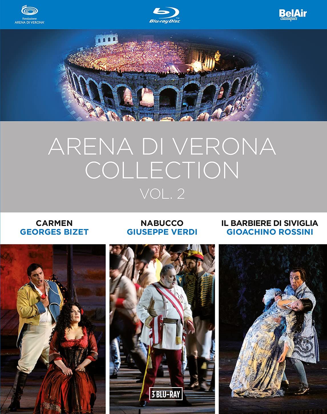 Music Arena Di Verona Collection Vol.2: Carmen Nabucco Barbiere Di Siviglia 3 NUOVO SIGILLATO EDIZIONE DEL SUBITO DISPONIBILE blu-ray