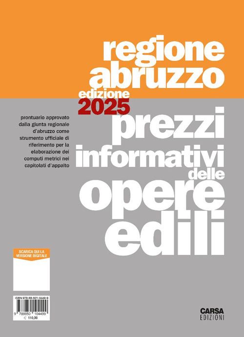 Libri Prezzi Informativi Delle Opere Edili. Regione Abruzzo 2025 NUOVO SIGILLATO EDIZIONE DEL SUBITO DISPONIBILE