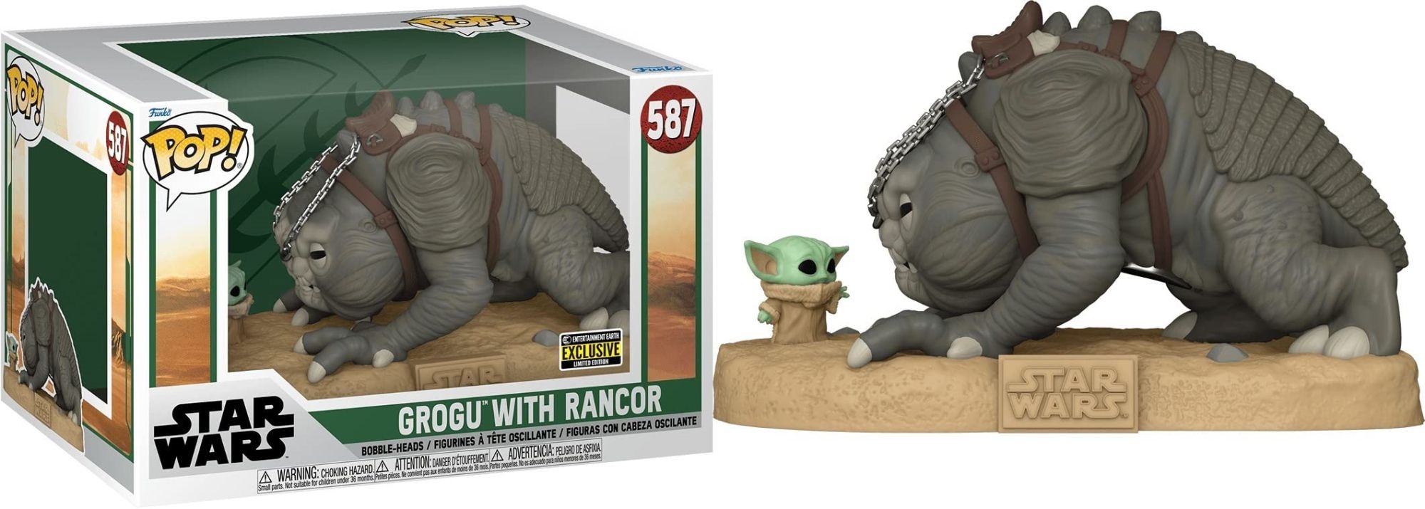 Merchandising Star Wars:  Pop Jumbo - Book Of Boba Fett - Grogu con Rancor Vinyl Figure 587 NUOVO SIGILLATO EDIZIONE DEL SUBITO DISPONIBILE