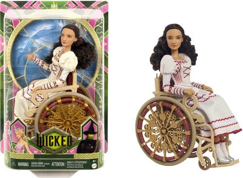 Universal Wicked Nessarose bambola snodata con capelli castani ricci outfit da ballo rimovibile sedia a rotelle e accessori ispirata al film giocattolo per bambini 4+ anni HXY36