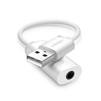UGREEN Adattatore USB 2.0 a 3,5mm TRRS jack AUX (Cuffie e Microfono), (White)