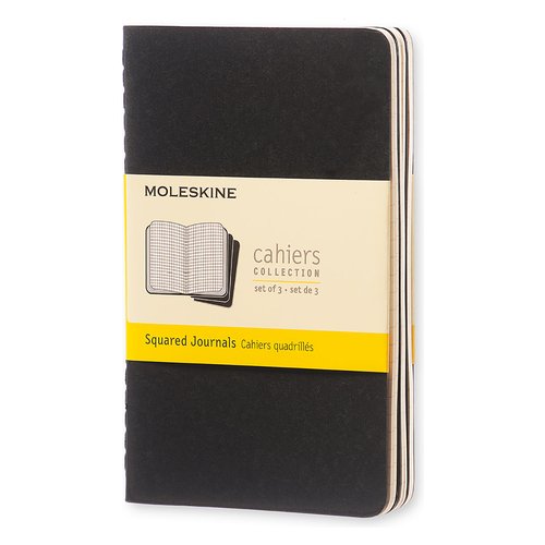 Set 3 quaderni Moleskine pocket quadretti 5,0 mm Soft CAHIER JOURNAL nero