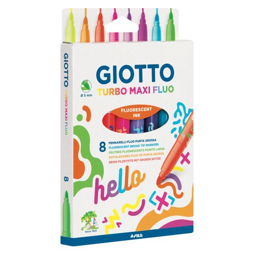 Scatola 8 colori a spirito pennarelli TURBO MAXI Fluo Giotto Fila F453800