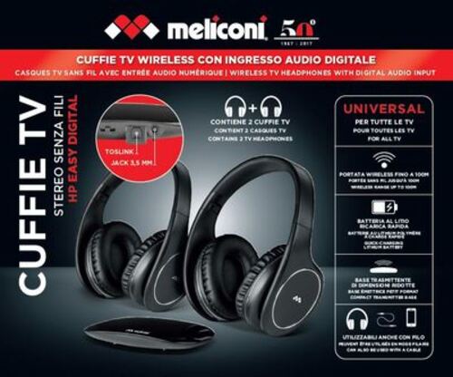 Meliconi HP Digital Cuffie Wireless A Padiglione MUSICA Nero in off