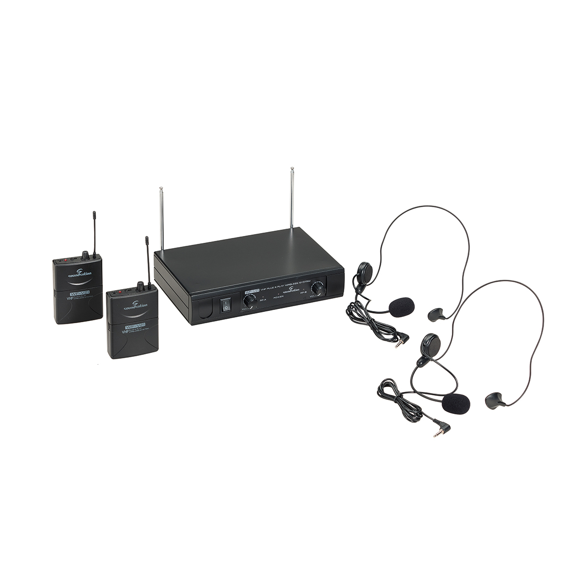 RADIOMIC. VHF DOPPIO SOUNDSATION WF-V21PPA 2 BODYPACK + HEADSET 213.0 - 215.5MHz