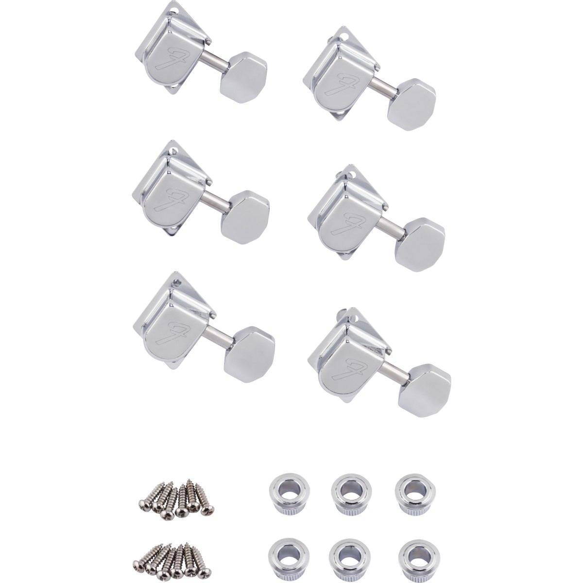 Fender Parts 70s "F" Style Stratocaster/Telecaster Tuning Machines Chrome (6) Chrome 0990822100