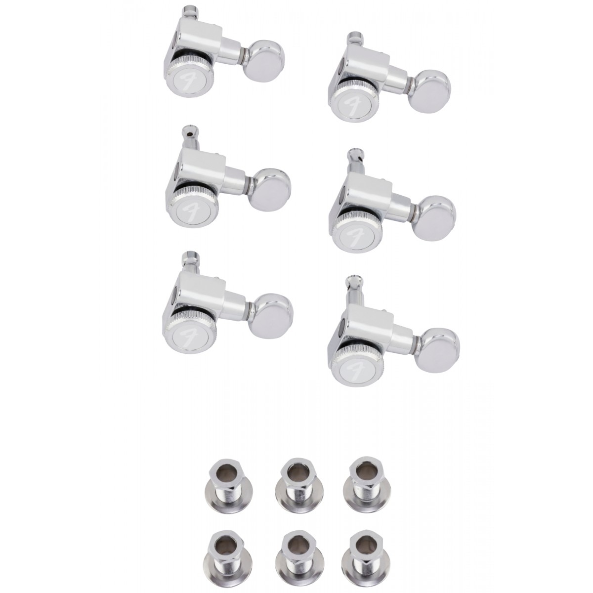 Fender Parts Staggered Locking Tuners with Vintage-Style Buttons Polished Chrome 0990818500
