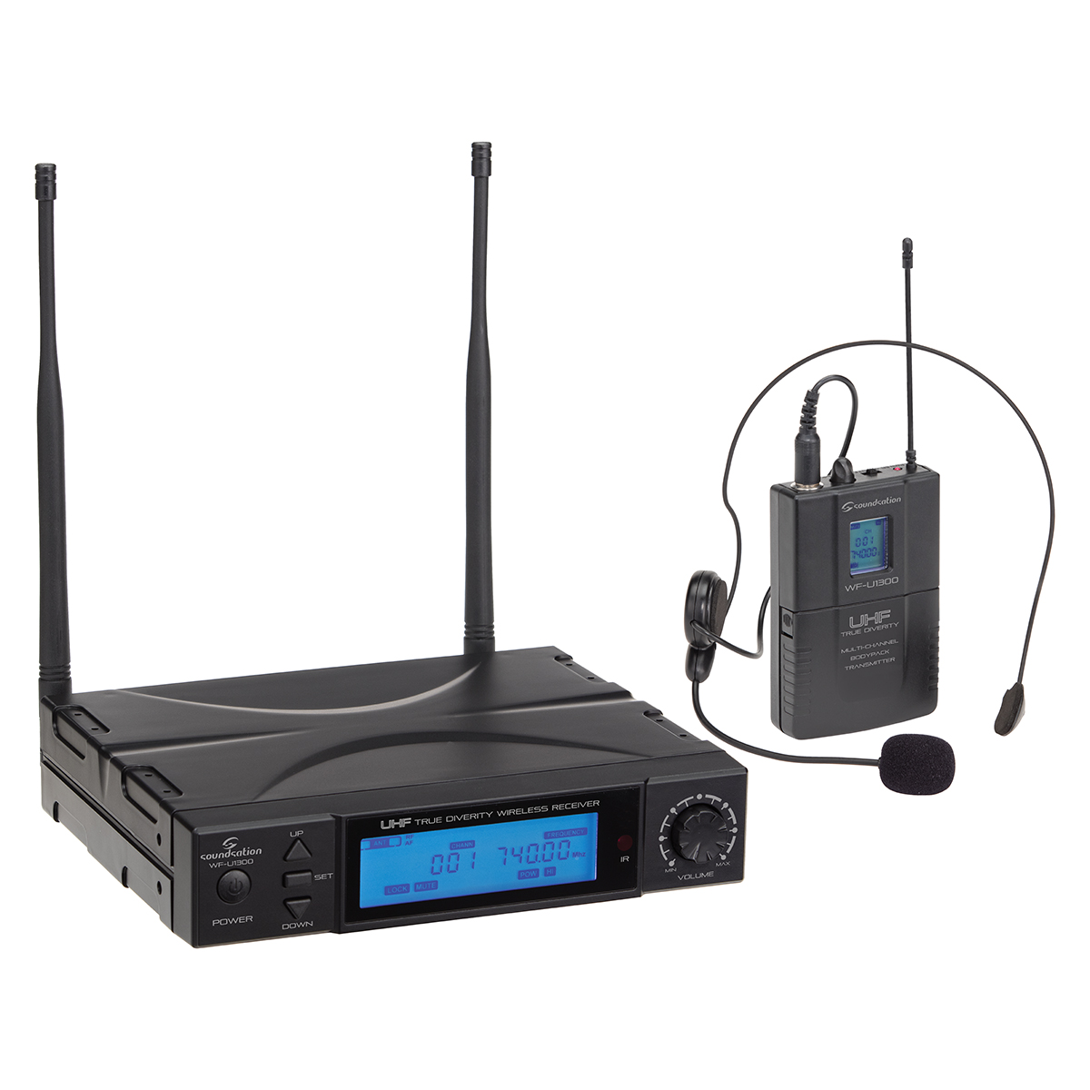 RADIOMICROFONO TRUE DIVERSITY UHF SOUNDSATION WF-U1300P 300 CANALI TX POCKET 823-832MHz
