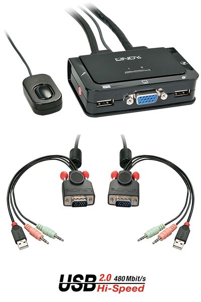 SWITCH KVM COMPACT VGA, USB 2.0+AUDIO