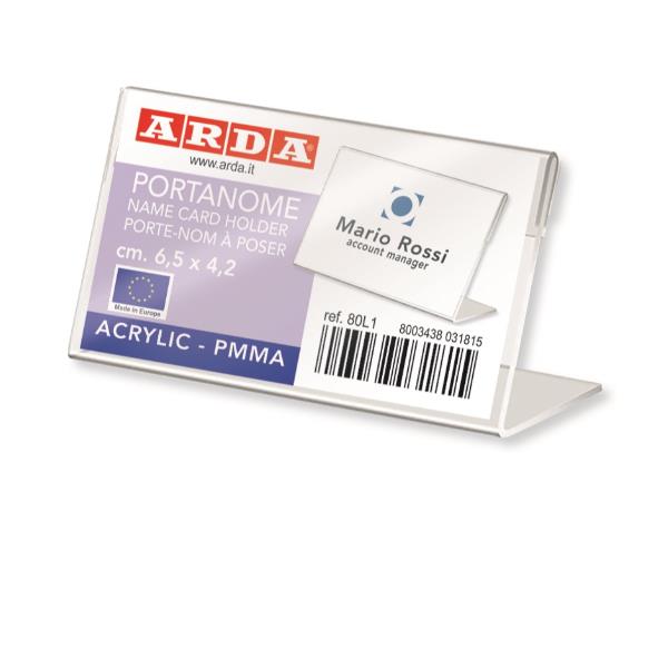 ARDA - Portanome a "L" in PMMA e acrilico 6,5x4,2 mm