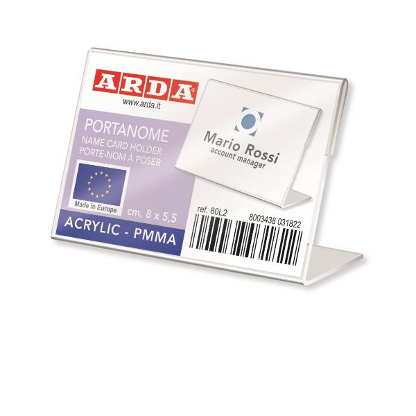 ARDA - Portanome a "L" in PMMA e acrilico 8 x 5,5 mm