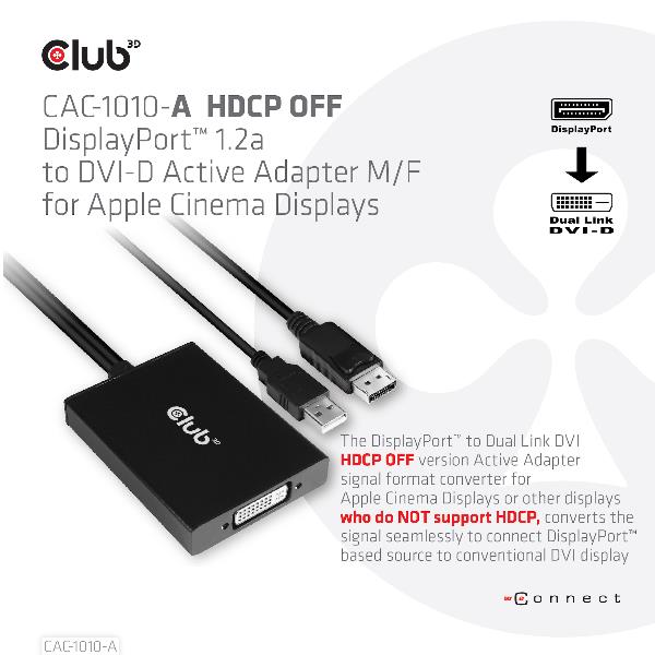 Adattatore attivo DisplayPort™ a DUAL DVI-D HDCP OFF