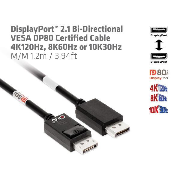 Cavo 4K DisplayPort™ 2.1 Bidirezionale Certificato VESA DP80