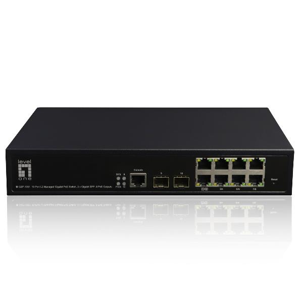 Level One LEVELONE GEP-1061 - SWITCH 10-PORTE GIGABIT L2 MANAGED POE 802.3 af/at 180W, 2-P...