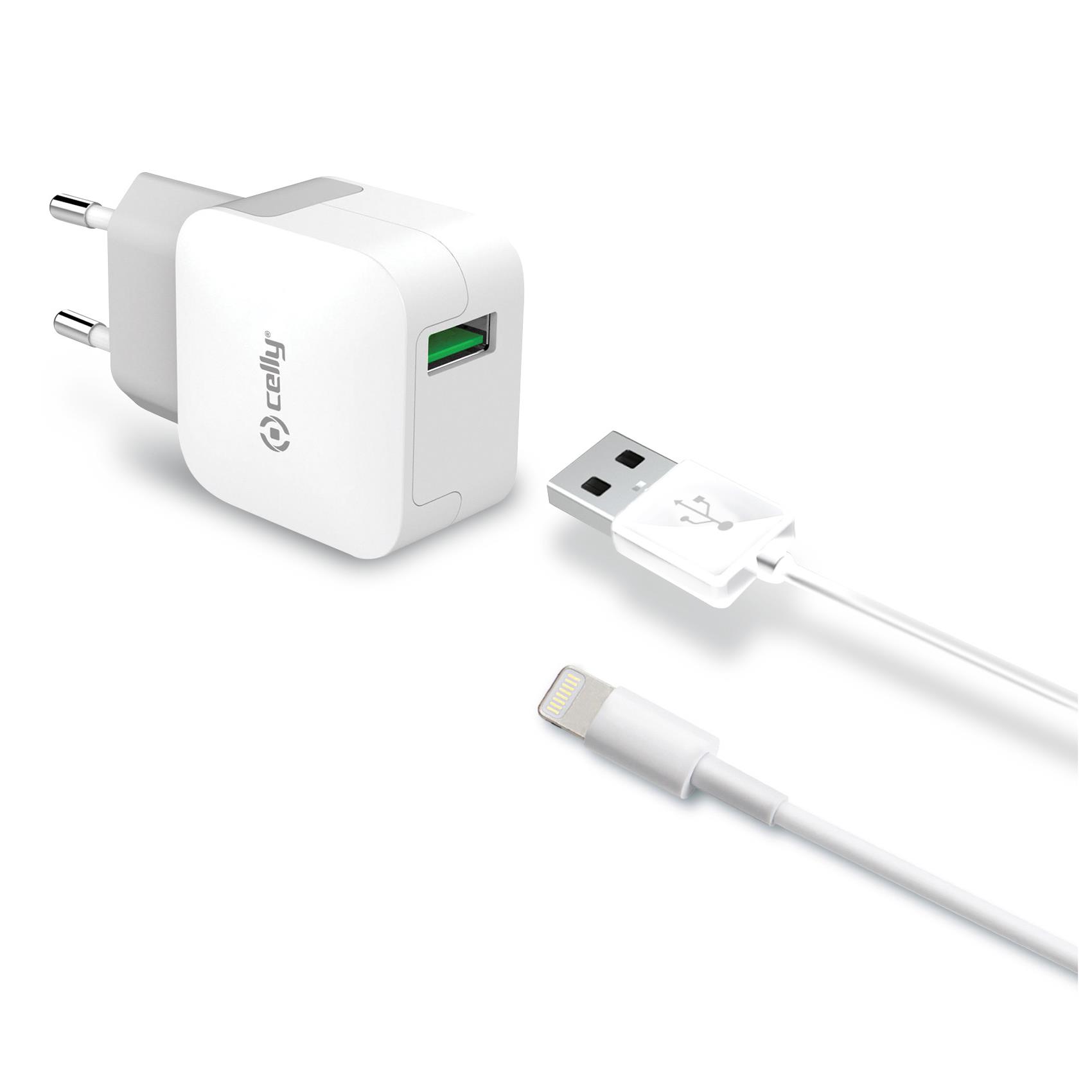 TCUSBLIGHT - Wall Charger USB-A+USB-A to Lightning Cable 12W [TURBO]