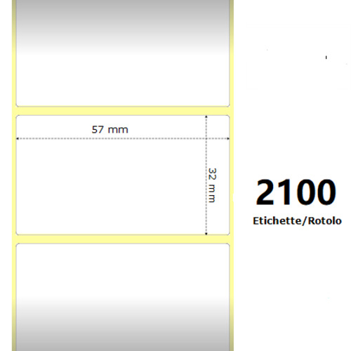 ETICHETTE ZEBRA 57X32MM BIANCHE 2100PZ 10015781 TERMICHE COMPATIBILI ZEBRA GK420