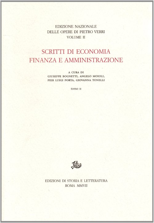 Libri Pietro Verri - Scritti Di Economia, Finanza E Amministrazione Vol 02 NUOVO SIGILLATO, EDIZIONE DEL 01/01/2008 SUBITO DISPONIBILE