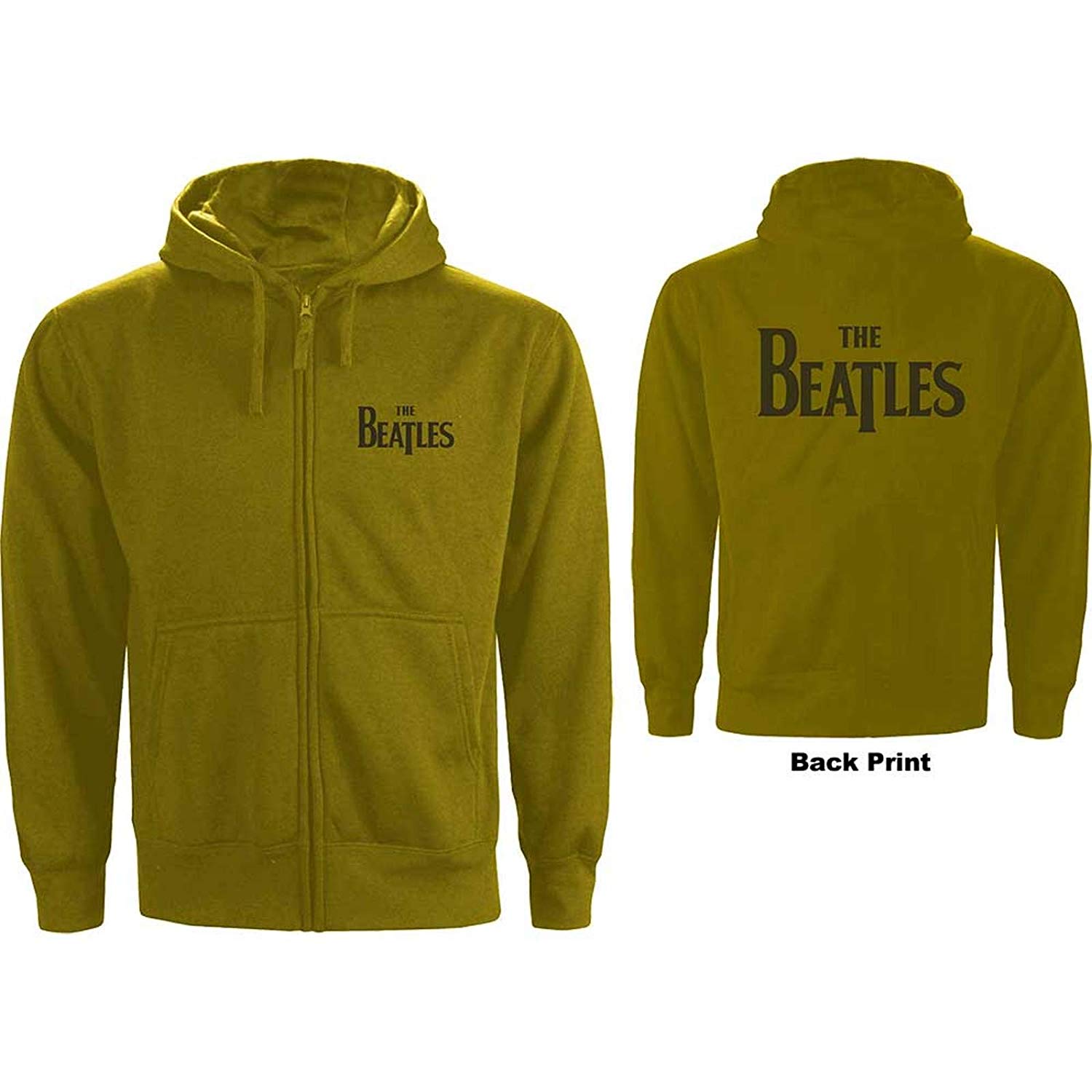 Abbigliamento Beatles (The): Drop T Logo Zipped Green (Back Print) (Felpa Con Cappuccio Unisex Tg. 2XL) NUOVO SIGILLATO SUBITO DISPONIBILE