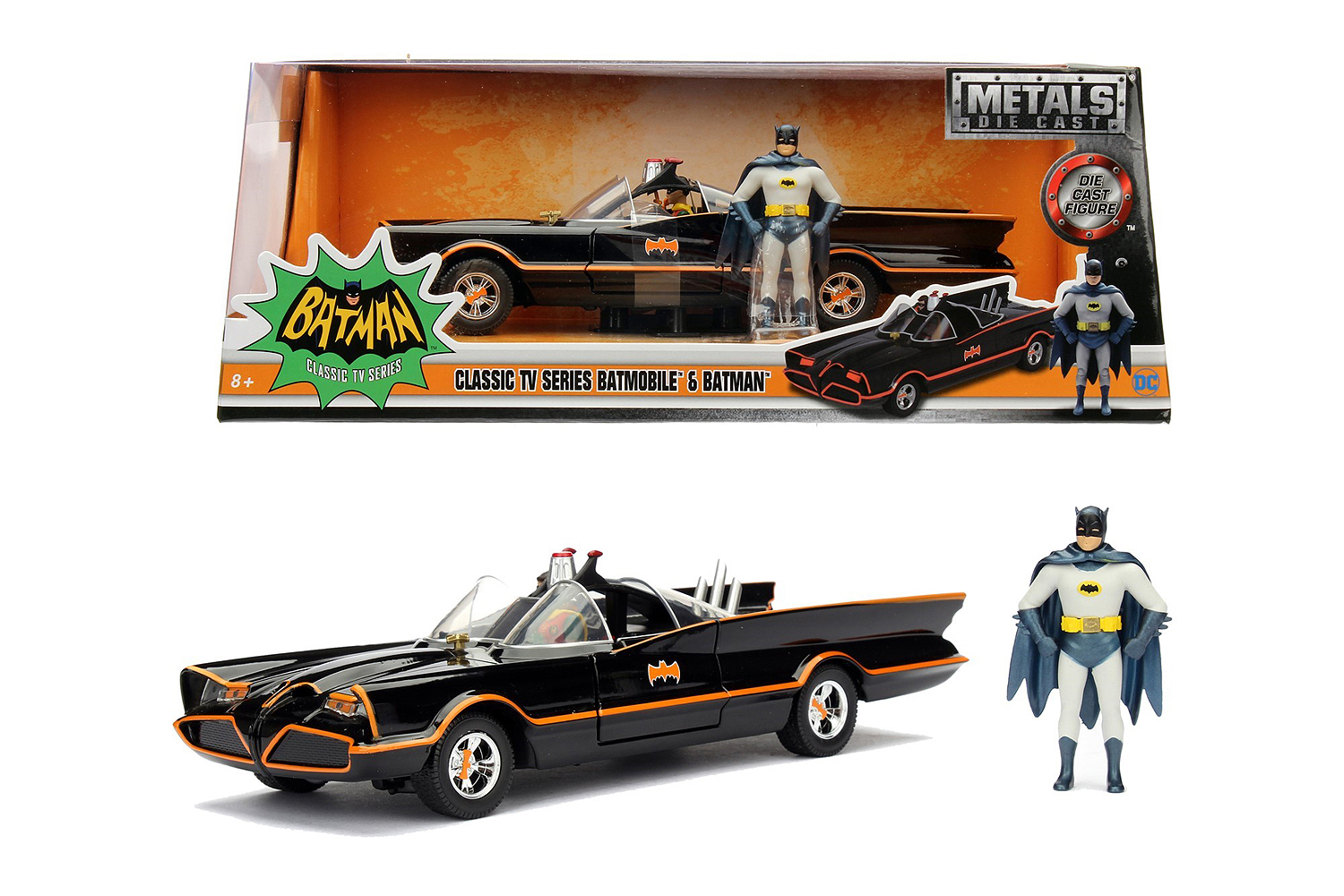 Merchandising Dc Comics: Jada Toys - Batman Batmobile Classic 1966 In Scala 1:24 Con Personaggio Die-Cast NUOVO SIGILLATO, EDIZIONE DEL 31/01/2020 SUBITO DISPONIBILE