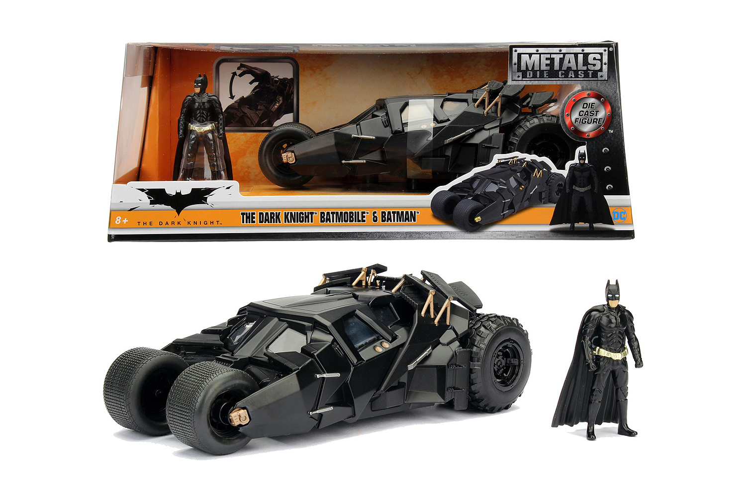 Merchandising Dc Comics: Jada Toys - Batman - The Dark Knight Batmobile In Scala 1:24 Con Personaggio Die-Cast NUOVO SIGILLATO, EDIZIONE DEL 31/01/2020 SUBITO DISPONIBILE