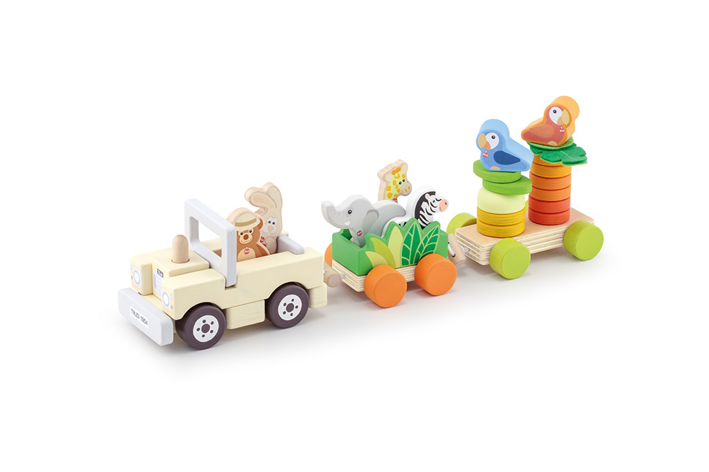 John Adams  - Safari Train Playset: Christmas baby shower birthday or Christening gift per kids Wooden Toys Ages 2+