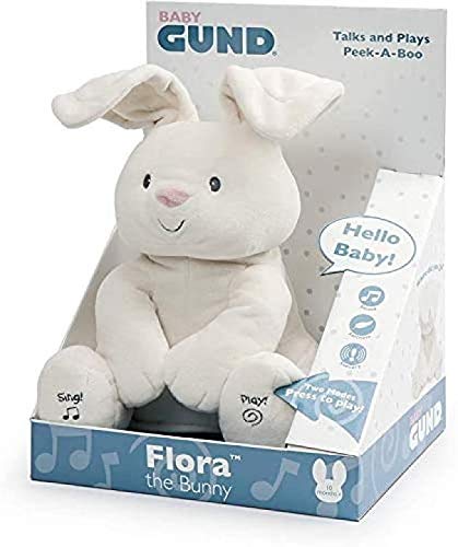 Flora Coniglietto Peluche Interattivo Canta e Parla in Italiano Muove Le Orecchie di 30.5 cm per Bambini da 10 Mesi